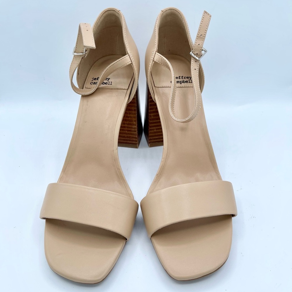 Jeffrey Campbell Nude Pop Star Block Wood Heel Sandal Size 10 - Picture 15 of 16